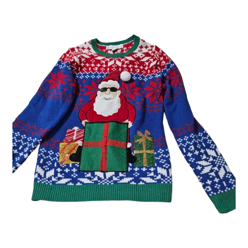 Jolly Sweater Mens Santa ugly Christmas sweater size small